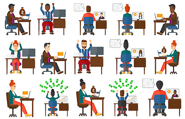 Image showing Vector set of illustrations with business people.