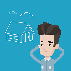 Image showing Man dreaming about buying new house.