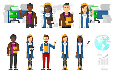 Image showing Vector set of illustrations with business people.