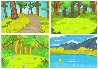 Image showing Vector cartoon set of summer backgrounds.