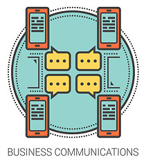 Image showing Business communications line infographic.