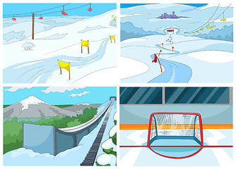 Image showing Cartoon set of backgrounds - sport infrastructure