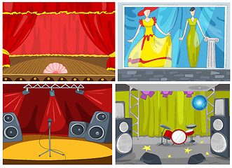 Image showing Vector cartoon set of theater and disco background