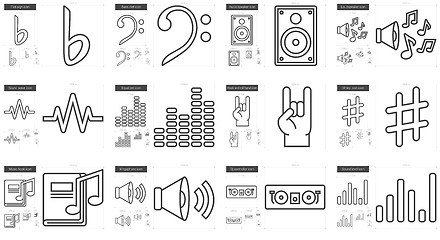 Image showing Music line icon set.