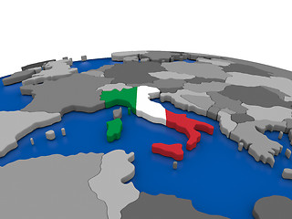 Image showing Italy on 3D globe