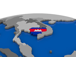 Image showing Cambodia on 3D globe