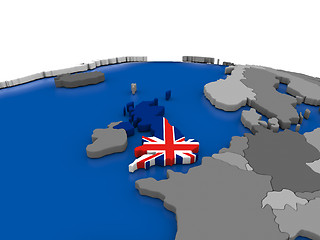 Image showing United Kingdom on 3D globe