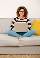 Image showing Beautiful woman working at home