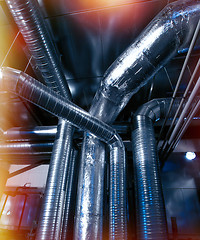 Image showing Industrial zone, Steel pipelines and ducts