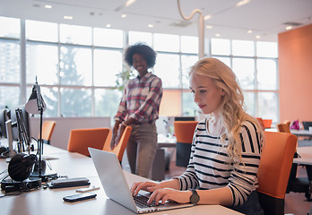 Image showing informal business woman working in the office