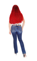 Image showing Woman with long red hair from back.