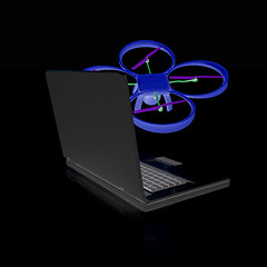 Image showing Drone and laptop. 3D render