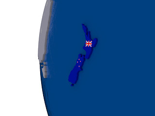 Image showing New Zealand with national flag