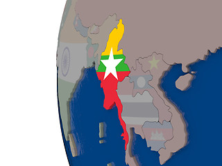 Image showing Myanmar with national flag