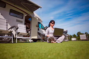 Image showing Family vacation travel, holiday trip in motorhome