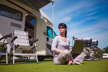 Image showing Family vacation travel, holiday trip in motorhome