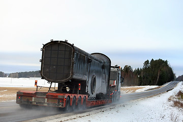 Image showing Industrial Object Wide Load Transport in Winter