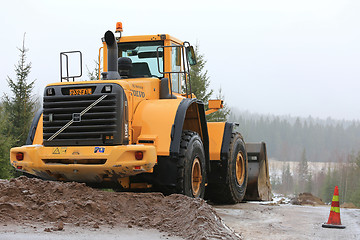 Image showing Volvo Wheel Loader at Rural Road Construction Site