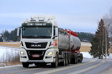 Image showing White MAN Tank Truck on the Road