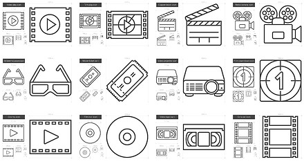 Image showing Cinema line icon set.