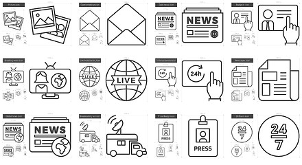 Image showing Journalism line icon set.