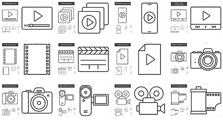 Image showing Media line icon set.