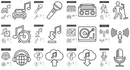 Image showing Music line icon set.