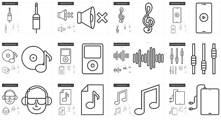 Image showing Music line icon set.