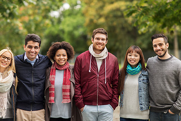 Image showing group of happy international friends at park