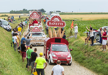 Image showing Banette Caravan on a Cobblestone Road- Tour de France 2015