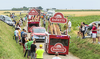 Image showing Banette Caravan on a Cobblestone Road- Tour de France 2015