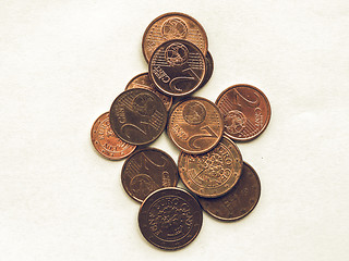 Image showing Vintage Euro coins 1 and 2 cents