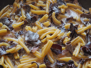 Image showing Paccheri pasta with mushrooms