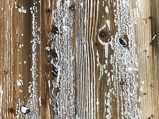 Image showing old wood covered with snow background