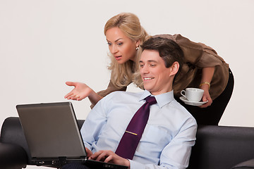 Image showing Woman And Man At The Computer