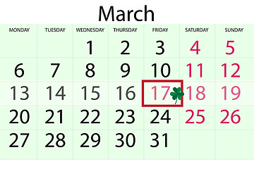 Image showing Calendar page with St. Patrick Day