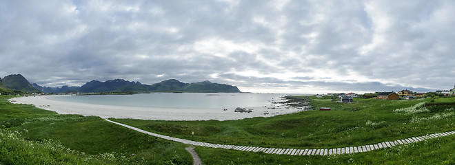 Image showing Ramberg beach in Flakstad, Lofoten Islands, Norway, Europe