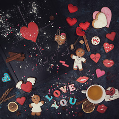 Image showing Math, hearts, formula of love