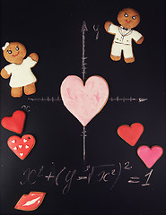 Image showing Math, hearts, formula of love