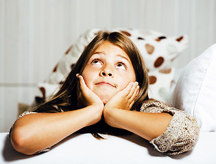 Image showing little cute girl at home smiling