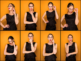 Image showing The young woman\'s portrait with different emotions