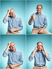 Image showing The young man over blue background