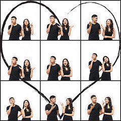 Image showing The Collage from images of Korean couple isolated on white