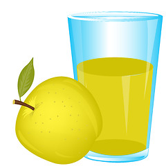 Image showing Glass of juice and apple