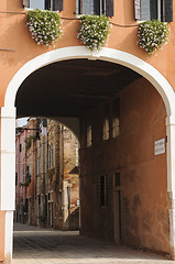 Image showing Narrow street in Venice, Veneto, Italy, Europe