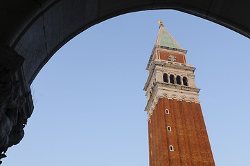 Image showing San Marco bell tower in San Marco Square, Venice, Veneto, Italy,