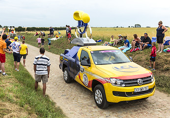 Image showing LCL Vehicle on a Cobblestone Road- Tour de France 2015