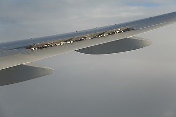 Image showing Aircraft wing wind with spoilers