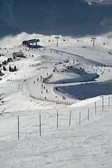 Image showing Skiing slopes from the top