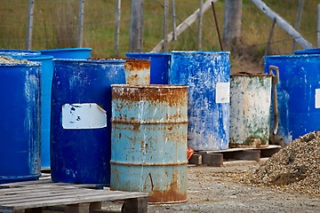 Image showing Old Rusty Barrels